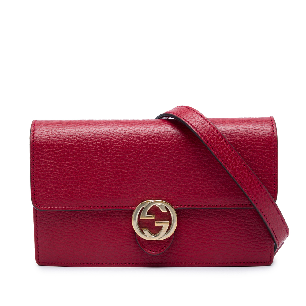 Pre-Loved Gucci Dollar Calfskin Interlocking G Wallet on Chain